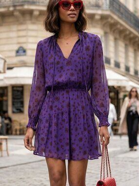 ba&sh Gizel purple floral chiffon dress